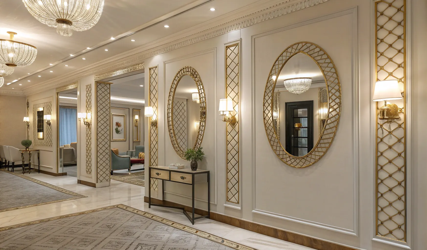 Decorative Mirrors and Wall Lights to Expand Space