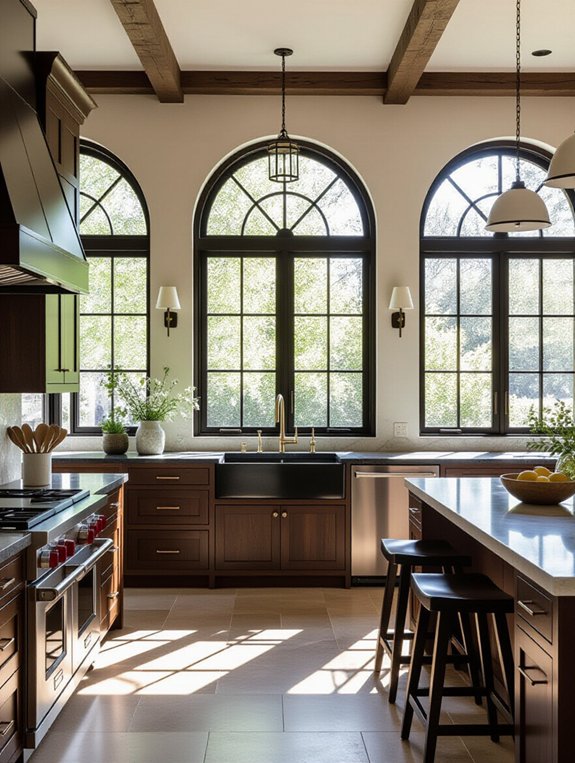 arched window kitchen focal point