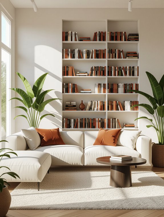 artistic book and plant arrangement
