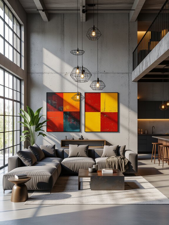 artistic concrete living room