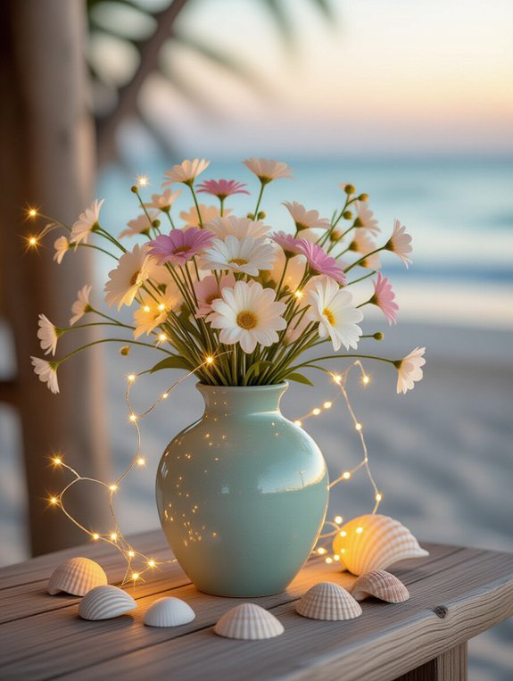 beach themed illuminated vases