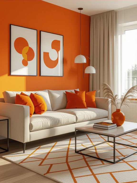 beige and orange decor