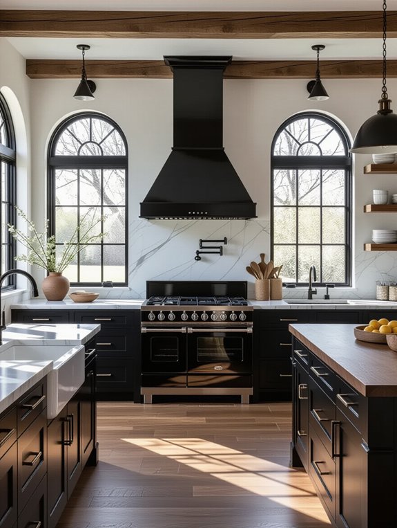black range with wood accents