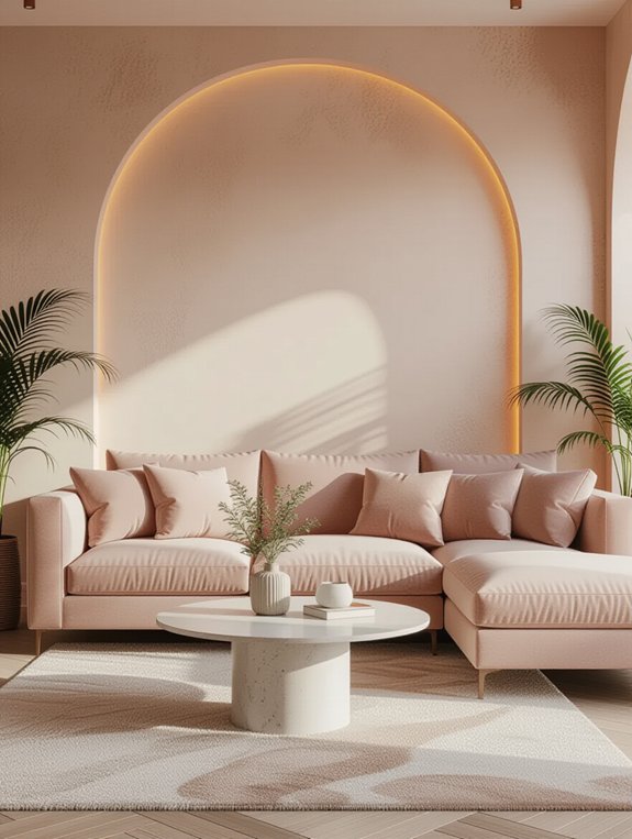 blush tones and cozy lighting