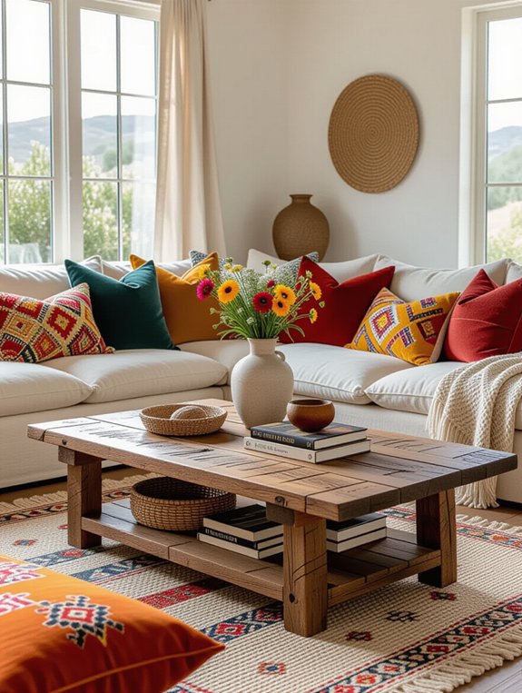 bohemian coffee table styling