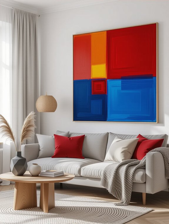 bold artwork enhances minimalism