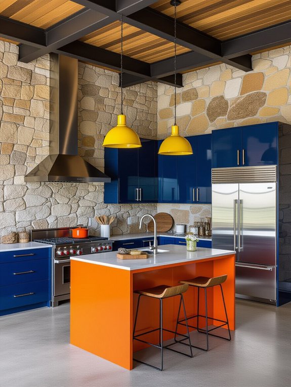 bold colors energize kitchens