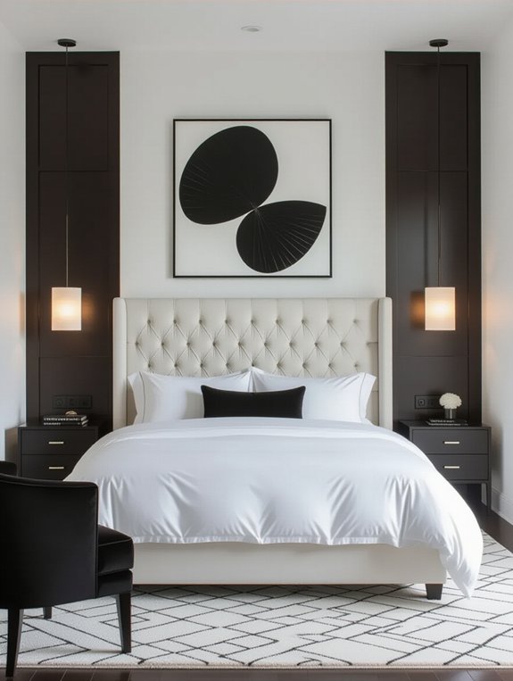 bold dark accents contrast white