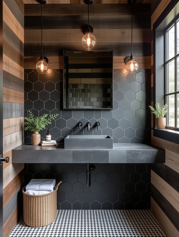 bold hexagonal patterns enhance