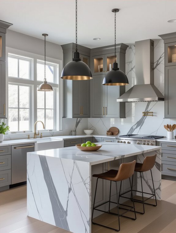 bold industrial kitchen lighting
