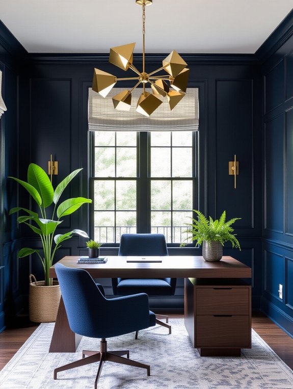 bold lighting enhances workspace