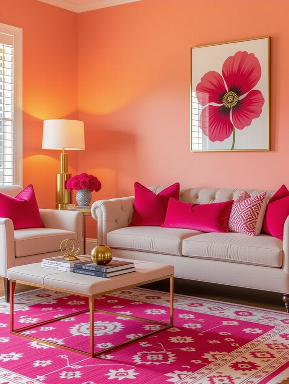 bold magenta warm peach