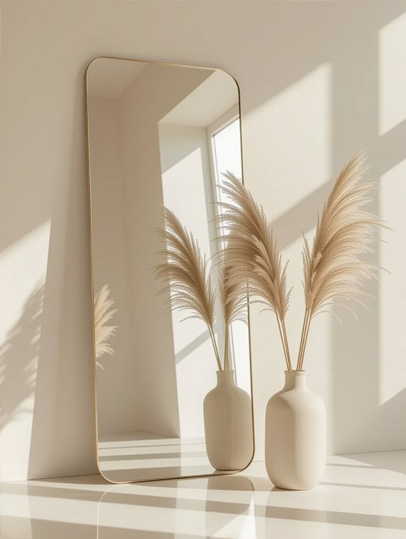 bold mirror with pampas