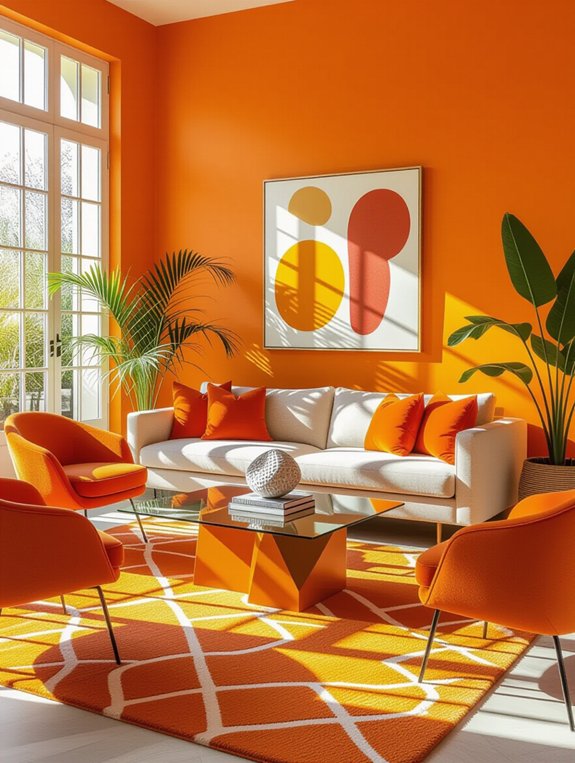 bold orange furniture accents