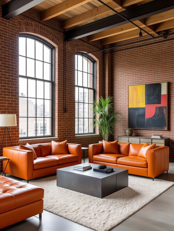 bold orange leather focal