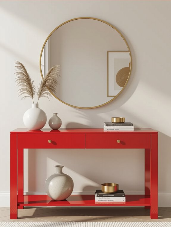 bold red entryway decor