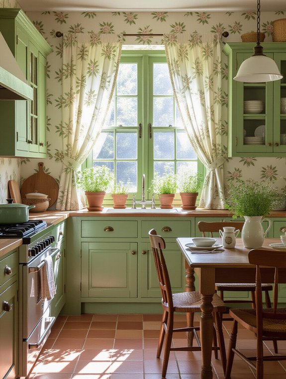 botanical vintage kitchen curtains