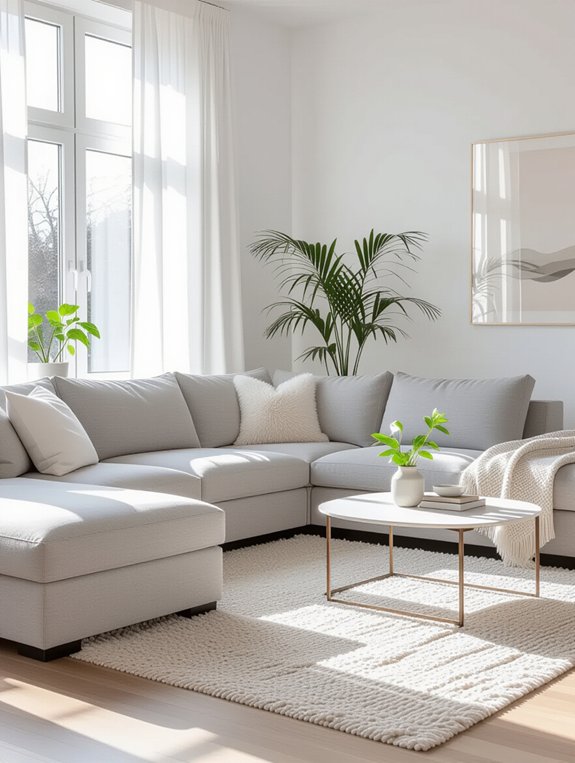 bright airy gray sectional