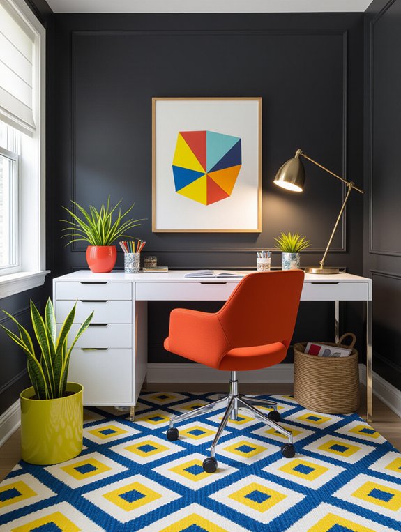 bright furnishings against gray