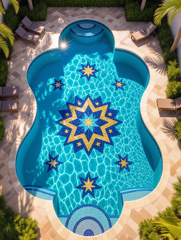 celestial themed mosaic pool design