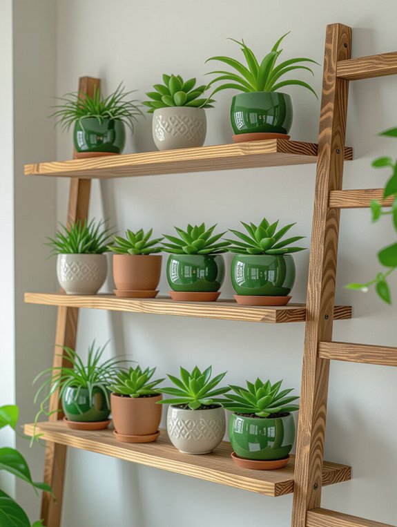 charming rustic ladder shelf
