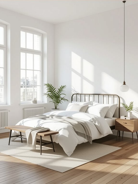 chic industrial minimalist bedroom