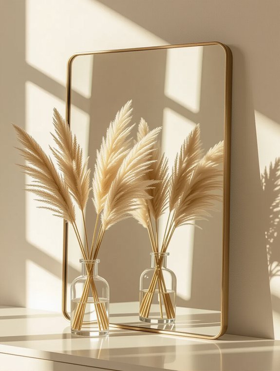 chic pampas grass mirror