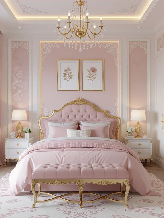 chic pink gold accent