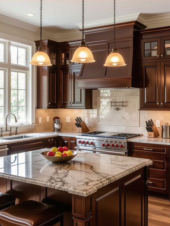 classic kitchen with mahogany