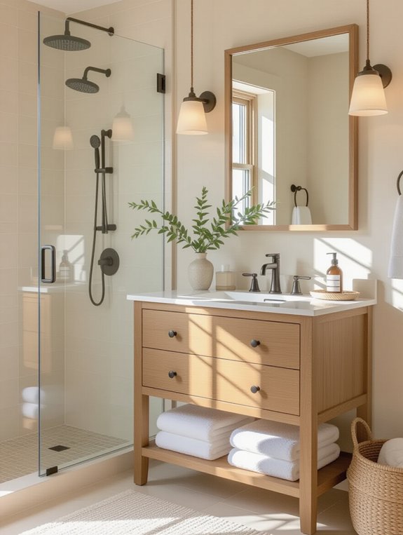 coastal bathroom with bamboo