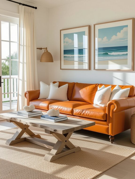 coastal orange nautical decor