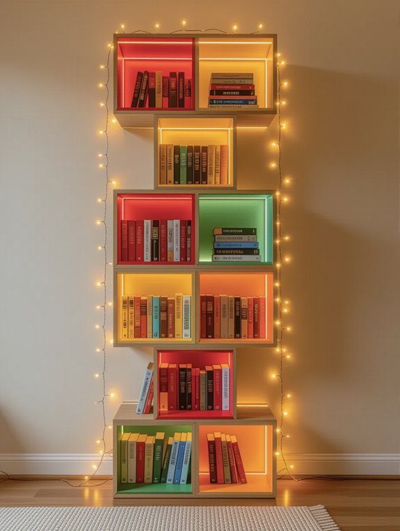 colorful geometric bookshelf design