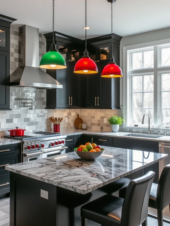colorful pendant lighting accents
