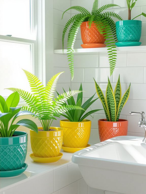 colorful planters enhance decor