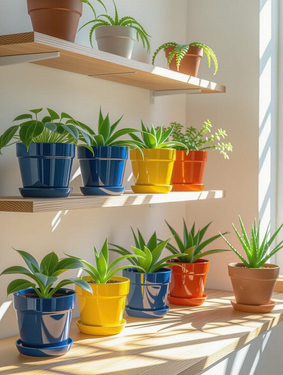 colorful pots enhance decor
