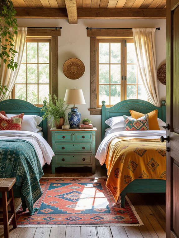 colorful wooden nightstands delight