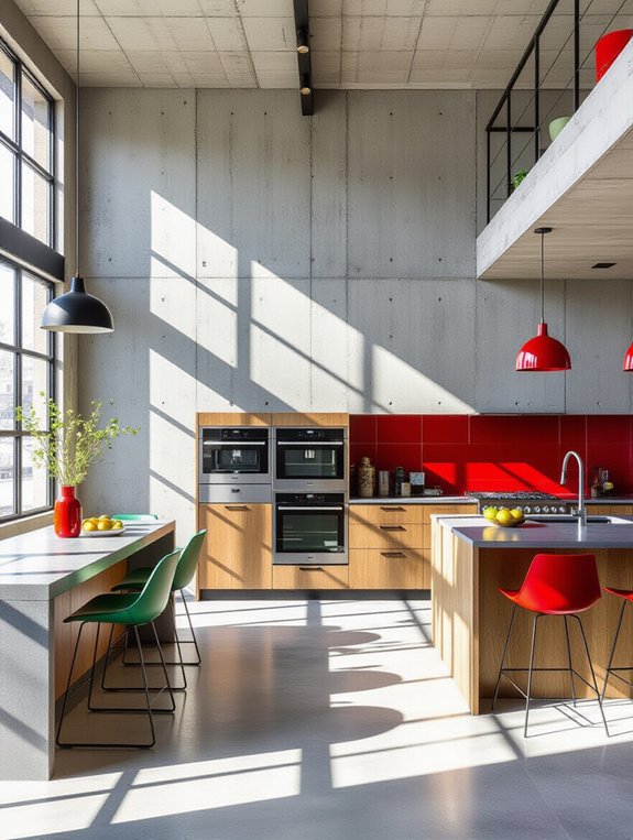 concrete kitchen with colors