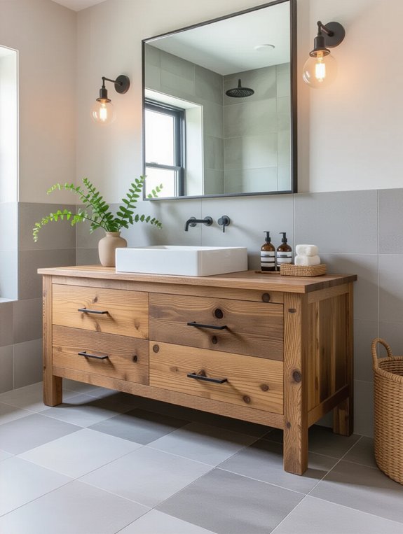 concrete tiles reclaimed wood