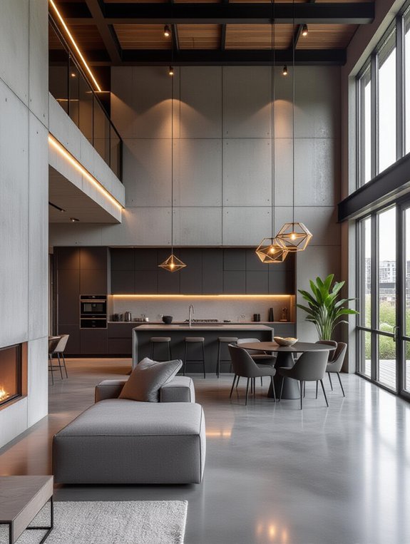 concrete walls with lighting