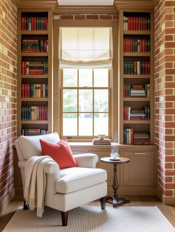 cozy brick wall nook