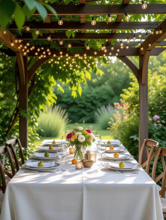 cozy dining under pergola