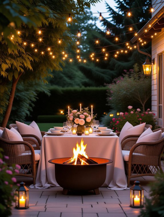 cozy fire pit dining