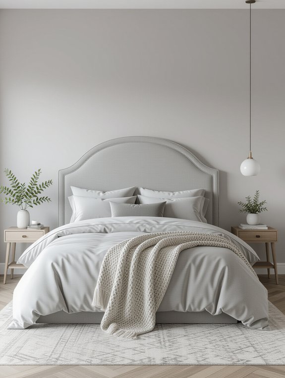 cozy gray arched bedroom