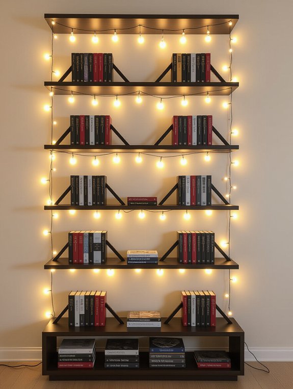 cozy illuminated bookshelf design