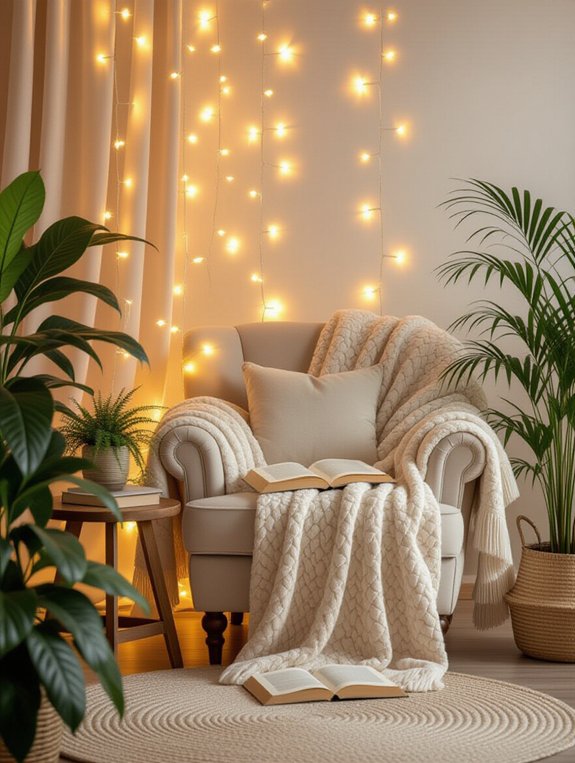 cozy illuminated reading nook