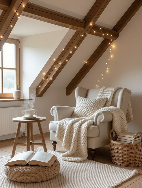 cozy illuminated reading nook