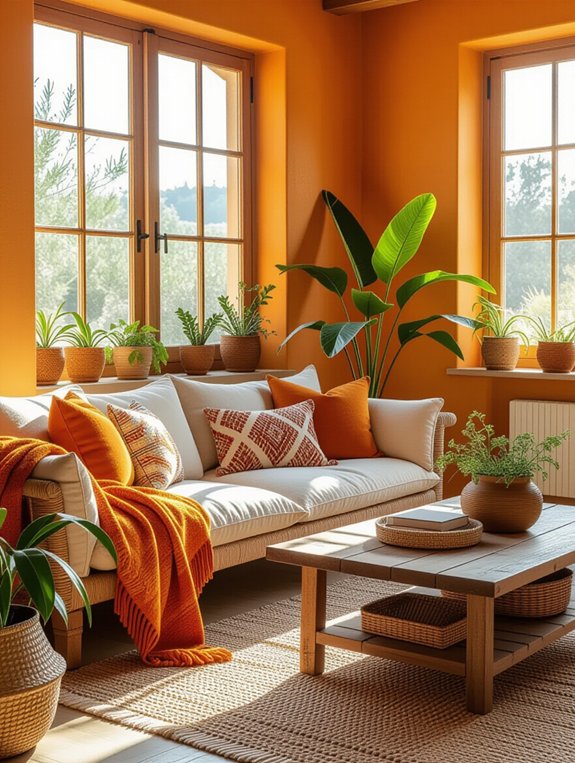 cozy orange bohemian textiles