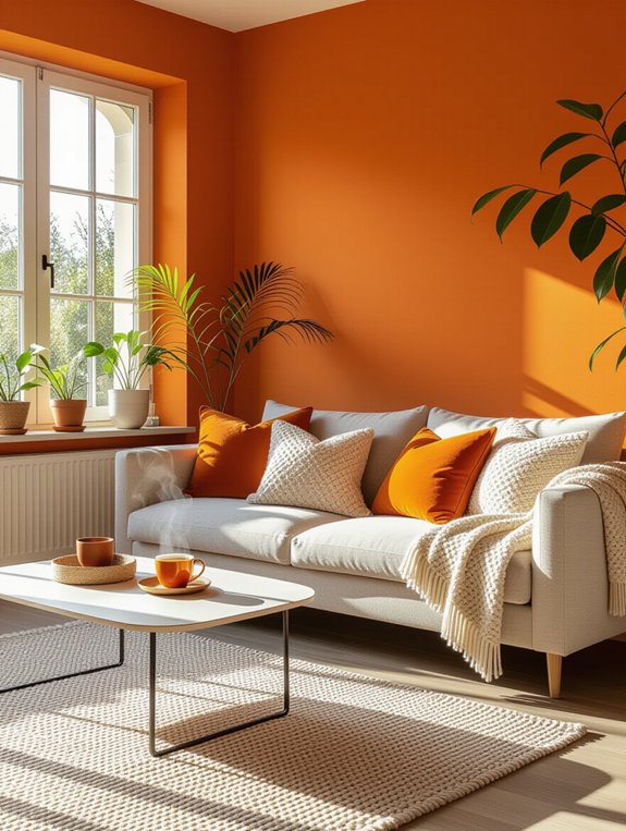 cozy orange throw pillows