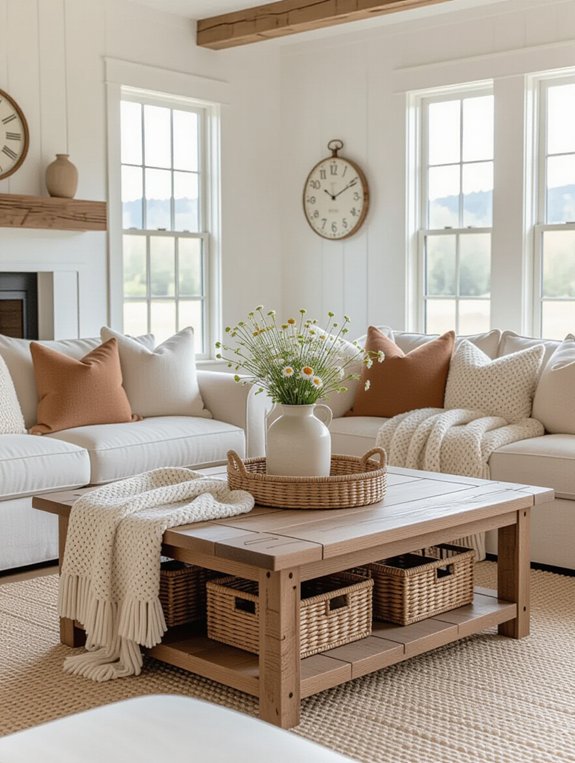 cozy rustic farmhouse coffee table