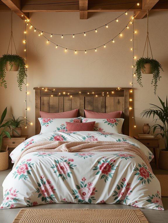 cozy rustic headboard lights